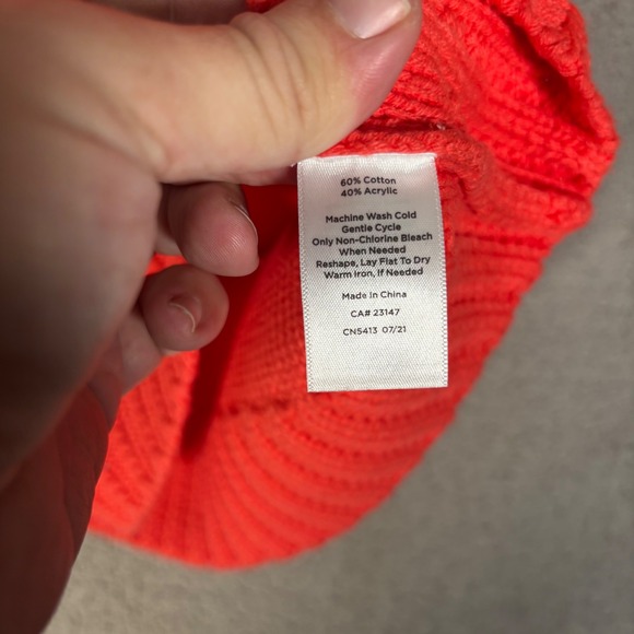 NWT‎ Talbots Women's Coral Red Knit Crew Neck Sweater Leaf Pattern Size L $99 - Picture 10 of 13